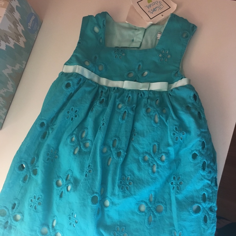 12M blue eyelet dress with bloomers